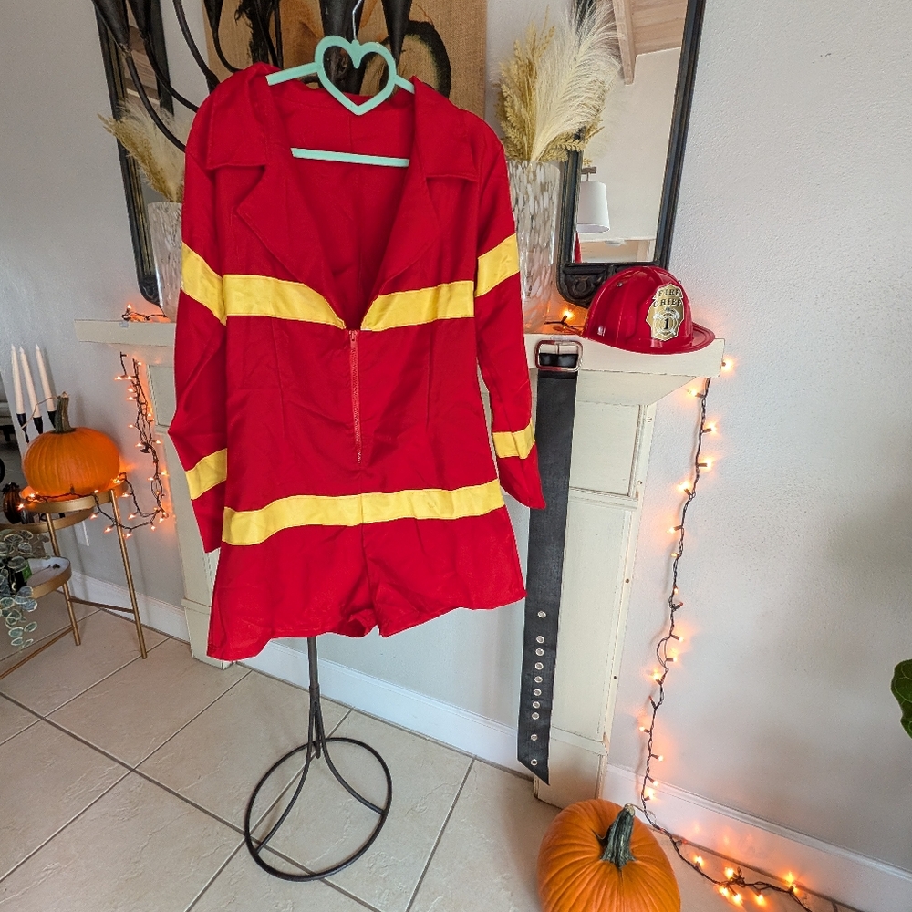 Sexy Lady Firefighter Jumpsuit Costum          Size L/XL 3pc Costume